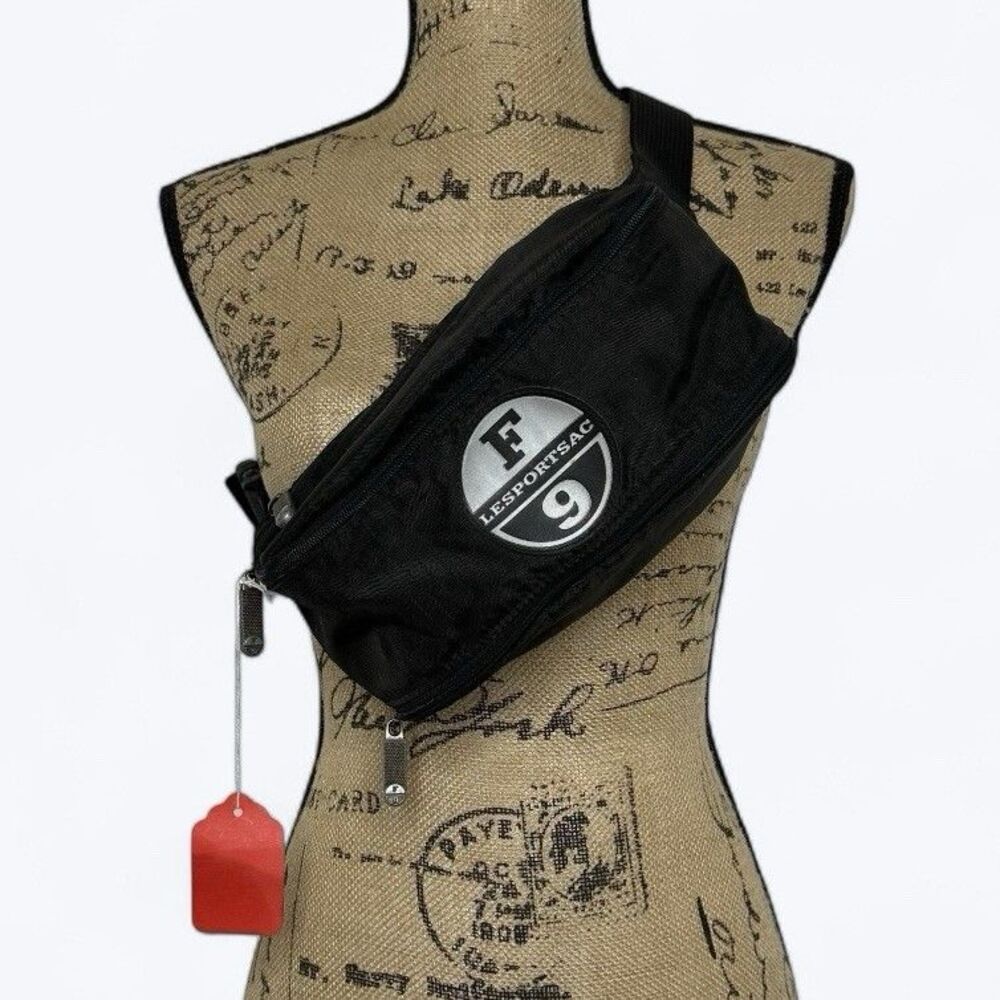 Vtg 90s Lesportsac F9 Fanny Pack Production Sample Waist Bag Black Ripstop Nylon
